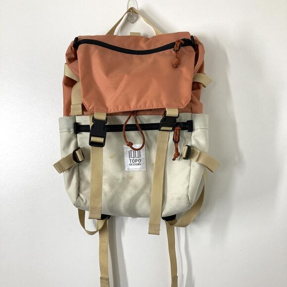 Topo Designs Rover Pack Backpack Orange Cream 20L Laptop Sleeve Hiking Daypack - Picture 1 of 14